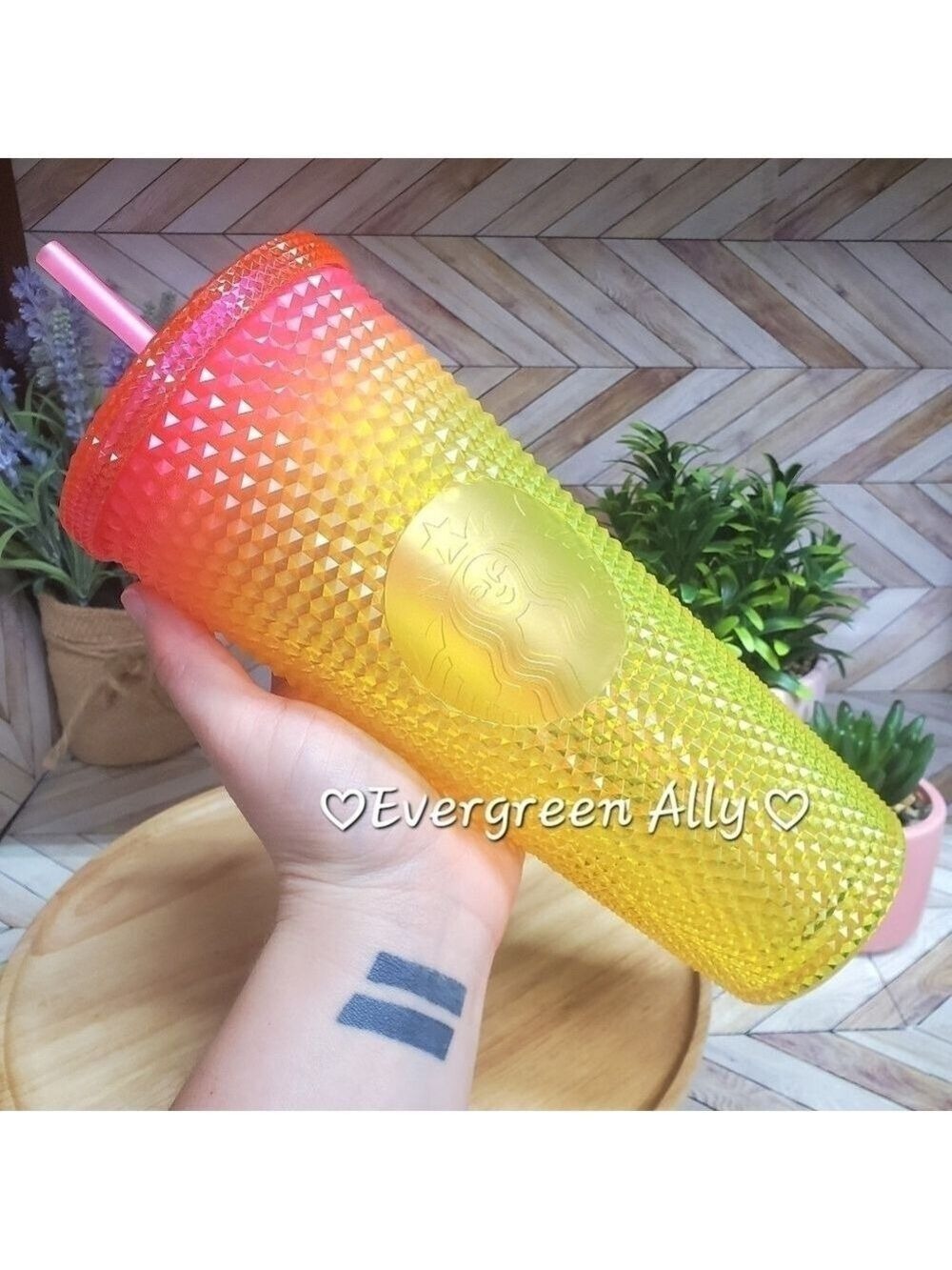 💕 Starbucks Sunset Mango Bling Gradient Studded Tumbler China Overseas Venti
